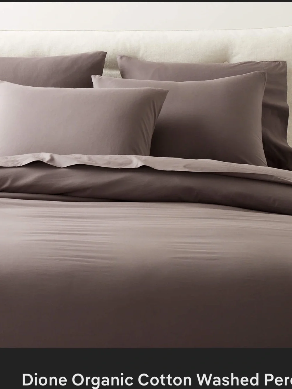 NWT CB2 Dione Organic Cotton Washed Sheet Set - Chatcoal